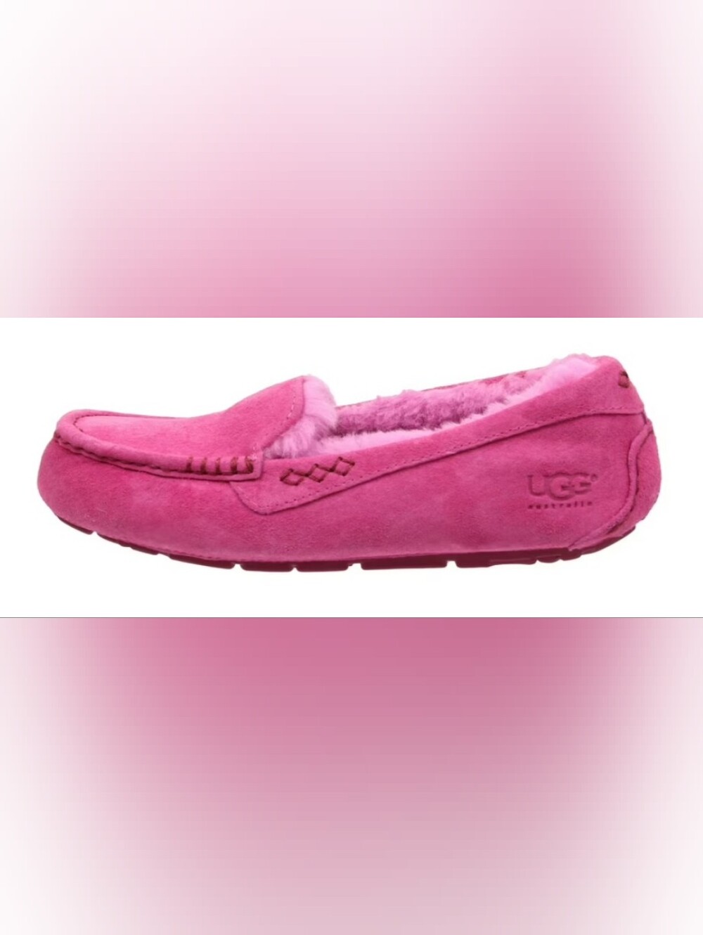 UGG® Ansley Furious Fuchsia Suede Moccasin Slippers Wmn's Size 9 NWOT MSRP $115